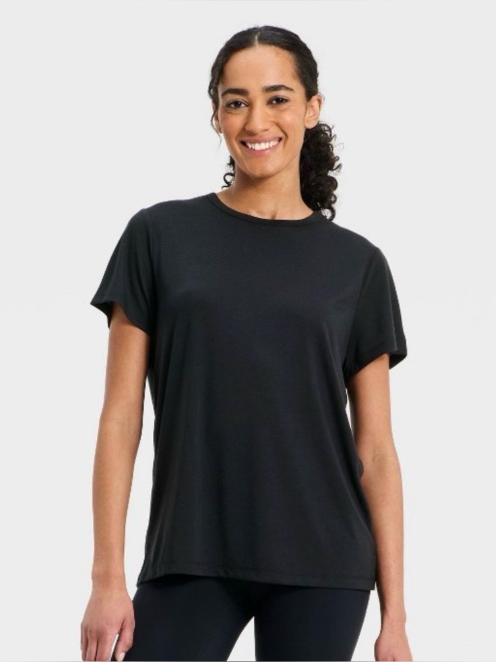All In Motion Women's Black Short-Sleeve Crew Neck T-Shirt